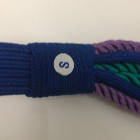 Vintage 80s Braided Rope Cord Belt Purple Blue Teal w Hook Clasp 25” Waist - Picture 3 of 10